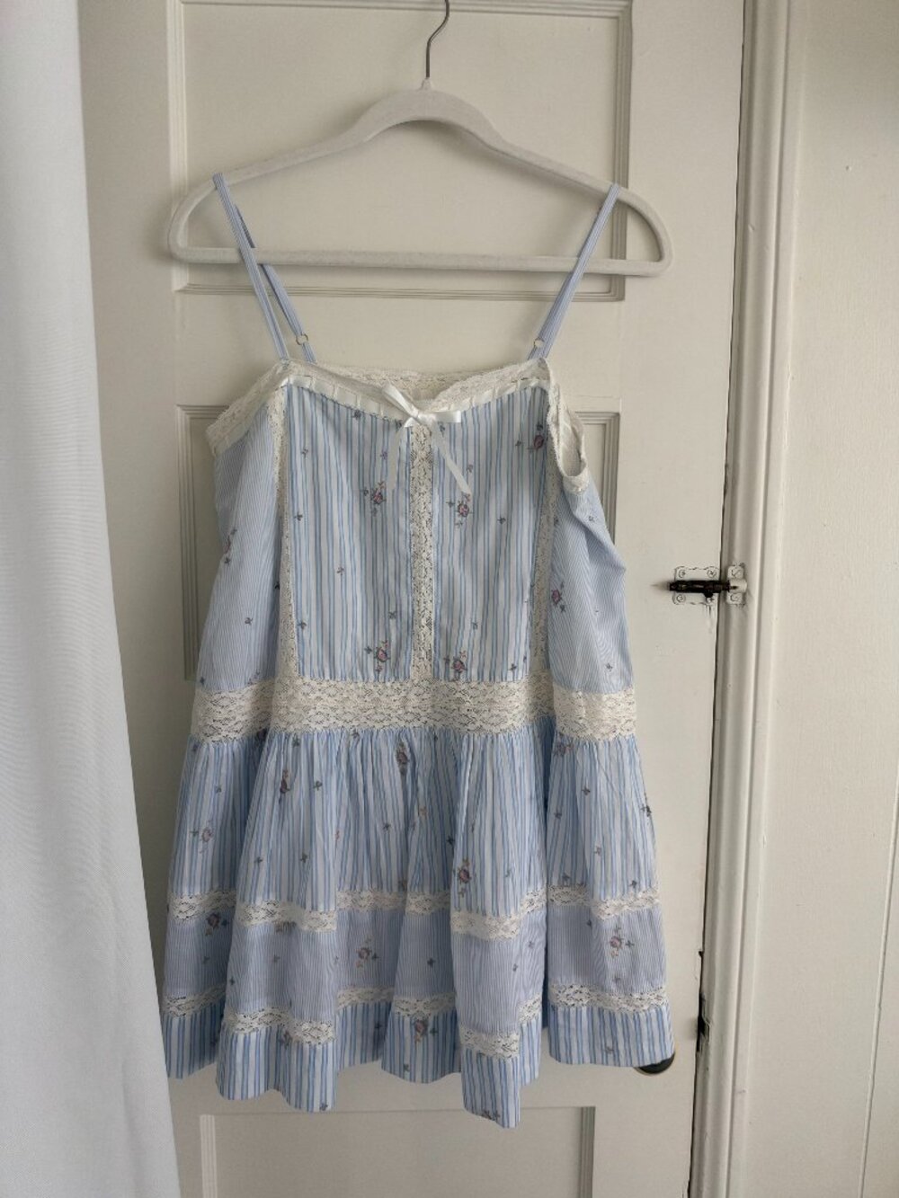 Love Shack Fancy Dress Vionett Cotton Floral Stripe Mini Dress